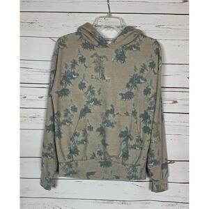 Tribe Kelley Women’s XS Extra Small Horse Palm Print Pocket Hoodie Sweatshirt